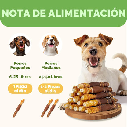 MON2SUN Golosinas para perros, palitos de cuero crudo envueltos de...