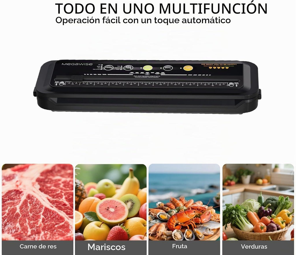 MEGAWISE Máquina selladora al vacío, 80kPa, cortador incorporado, s...