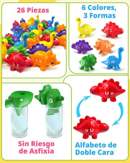 Walenty 26 piezas de juguetes de aprendizaje del alfabeto de dinosa...