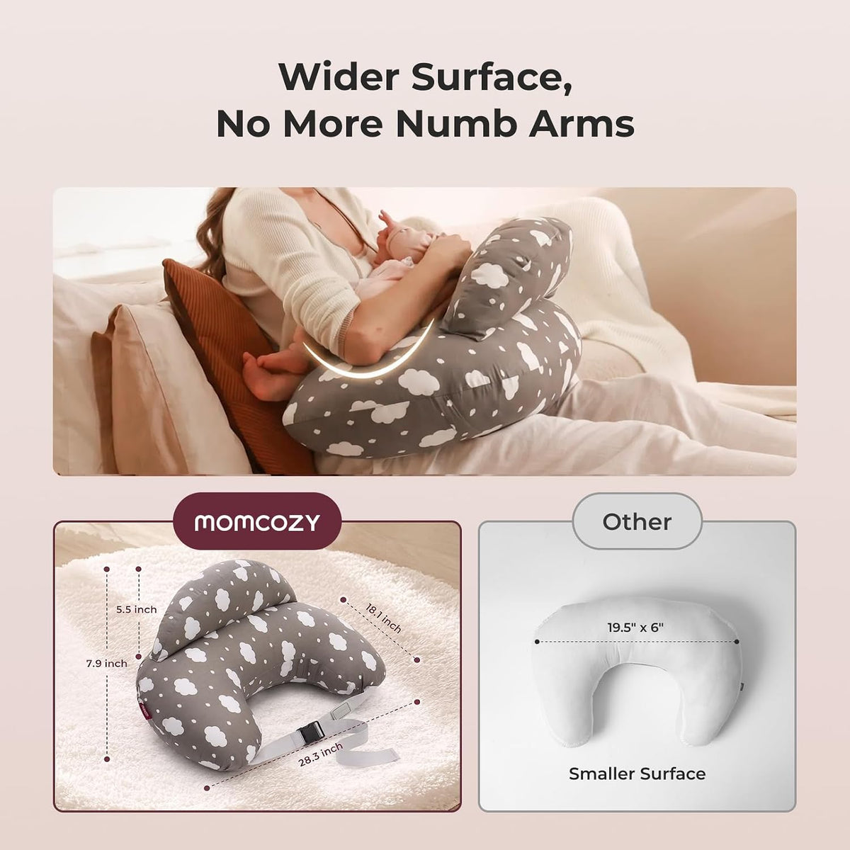 Momcozy - Almohada de lactancia original con valla de seguridad inn...
