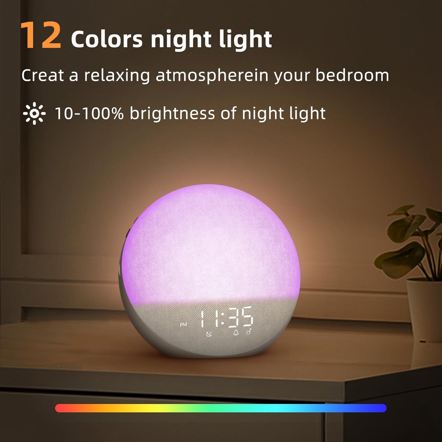 Reloj despertador Sunrise Máquina de ruido blanco: luz natural de d...