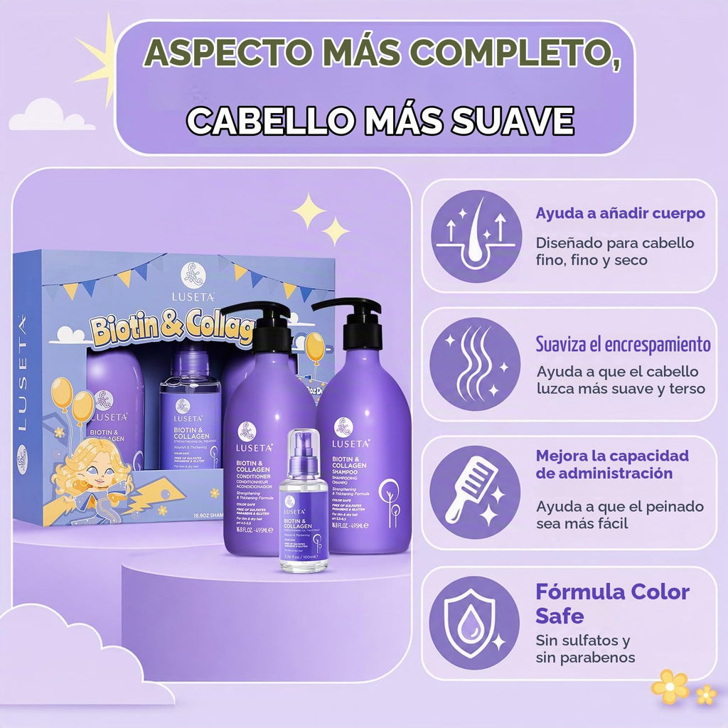 Luseta - Set de regalo de biotina y colágeno para mujer, champú | P...