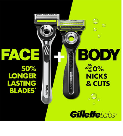 Gillette Labs Body + Intimate Razor For Men Handle + 4 recambios de...