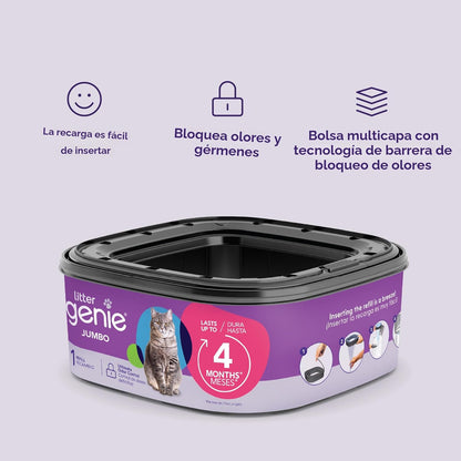 Litter Genie Bolsas de repuesto | Paquete de 2 unidades jumbo, 56 p...