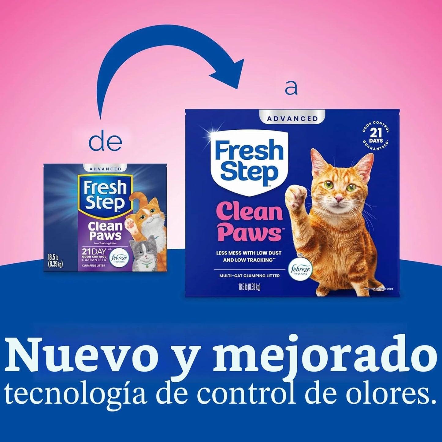 Fresh Step Clean Paws Arena para gatos con frescura Febreze, Arena...
