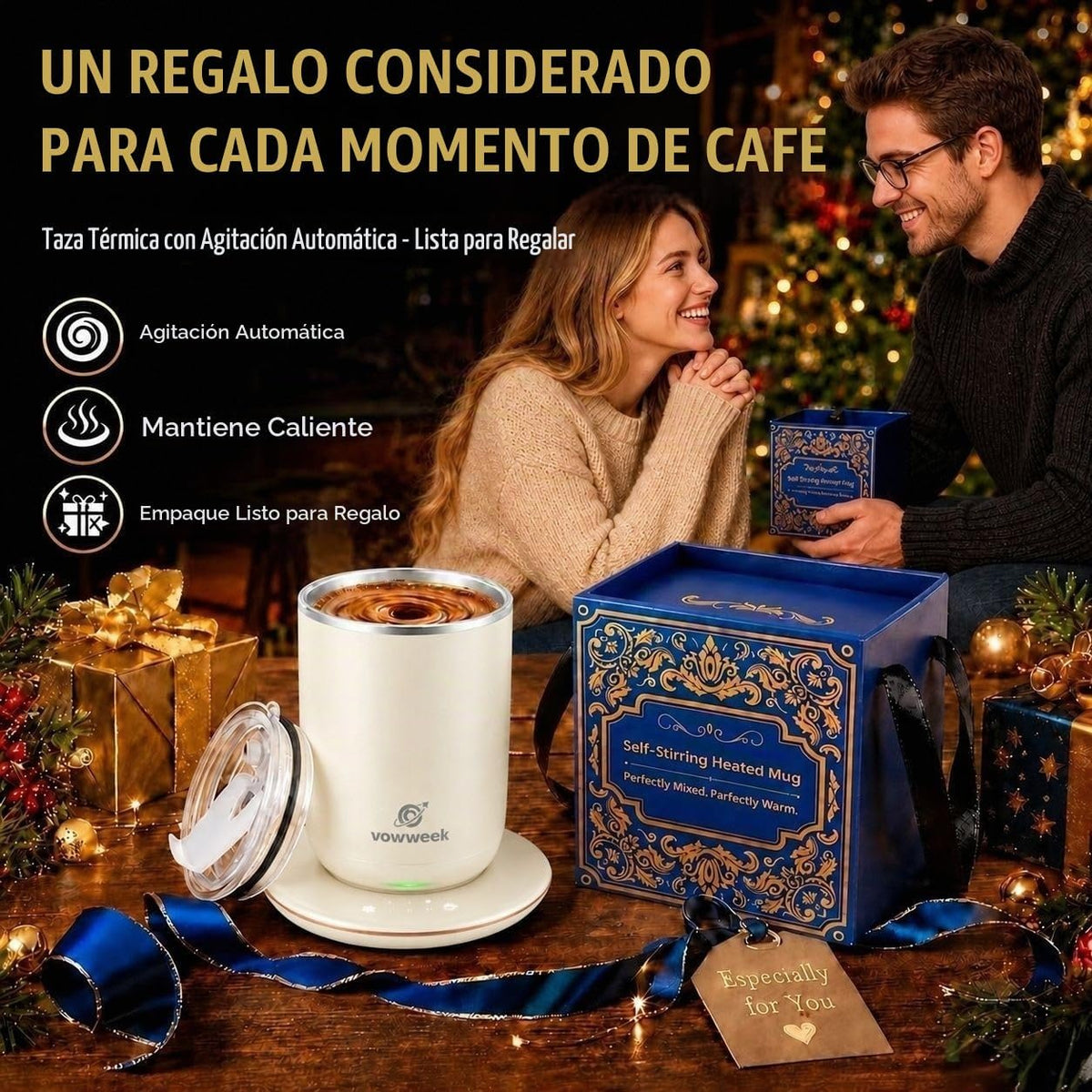 Taza de café con agitación automática, taza calentada de 10 oz con...