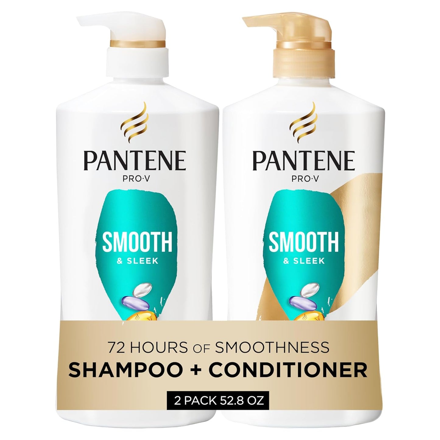 Pantene Juego de champú y acondicionador, suave y liso, control del...