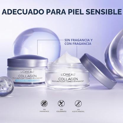 L'Oreal Paris Crema facial con relleno de humedad de colágeno,...