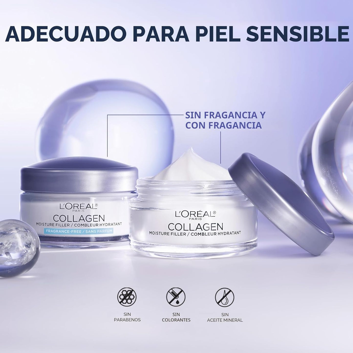 L'Oreal Paris Crema facial con relleno de humedad de colágeno,...