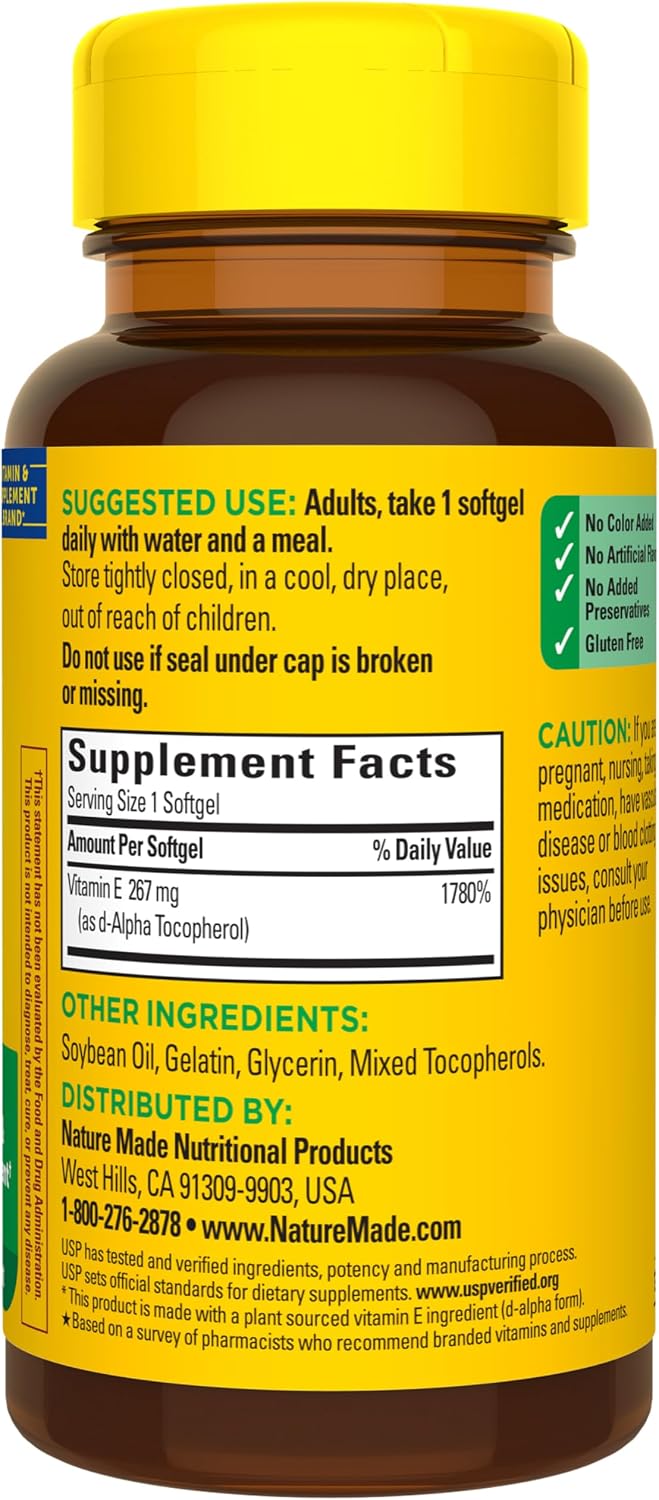 Nature Made Vitamina E 267 mg (400 UI) d-alfa, suplemento dietético...