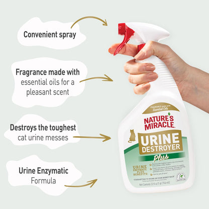 Nature\u2019s Miracle Urine Destroyer Plus para Gatos, 32 Onzas, Fó...