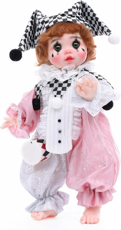 Cloveray Harlequin - Muñecas Reborn de niña pequeña payaso Arlequín...