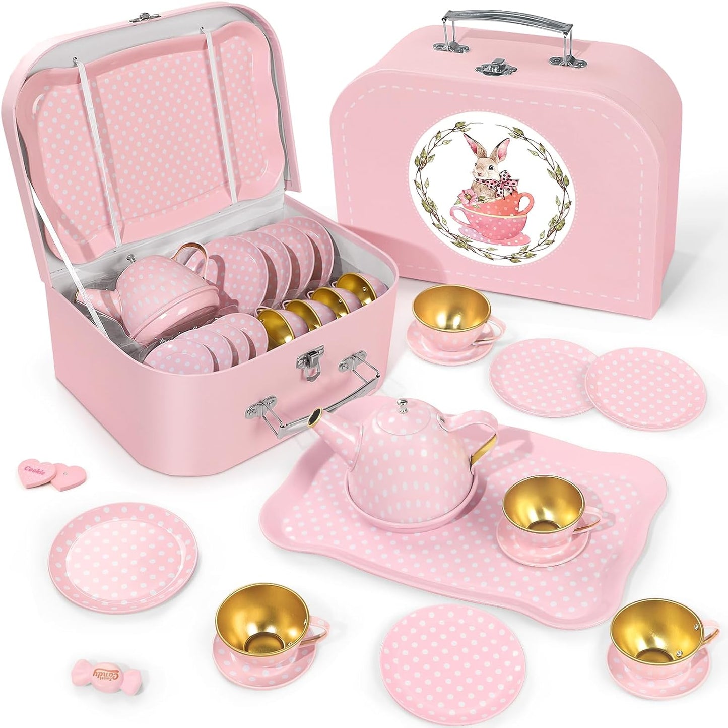 Juego de fiesta de té para niñas pequeñas, juguetes de princesa par...