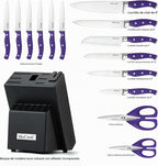 McCook FDA Juego de cuchillos de cocina de acero inoxidable con blo...