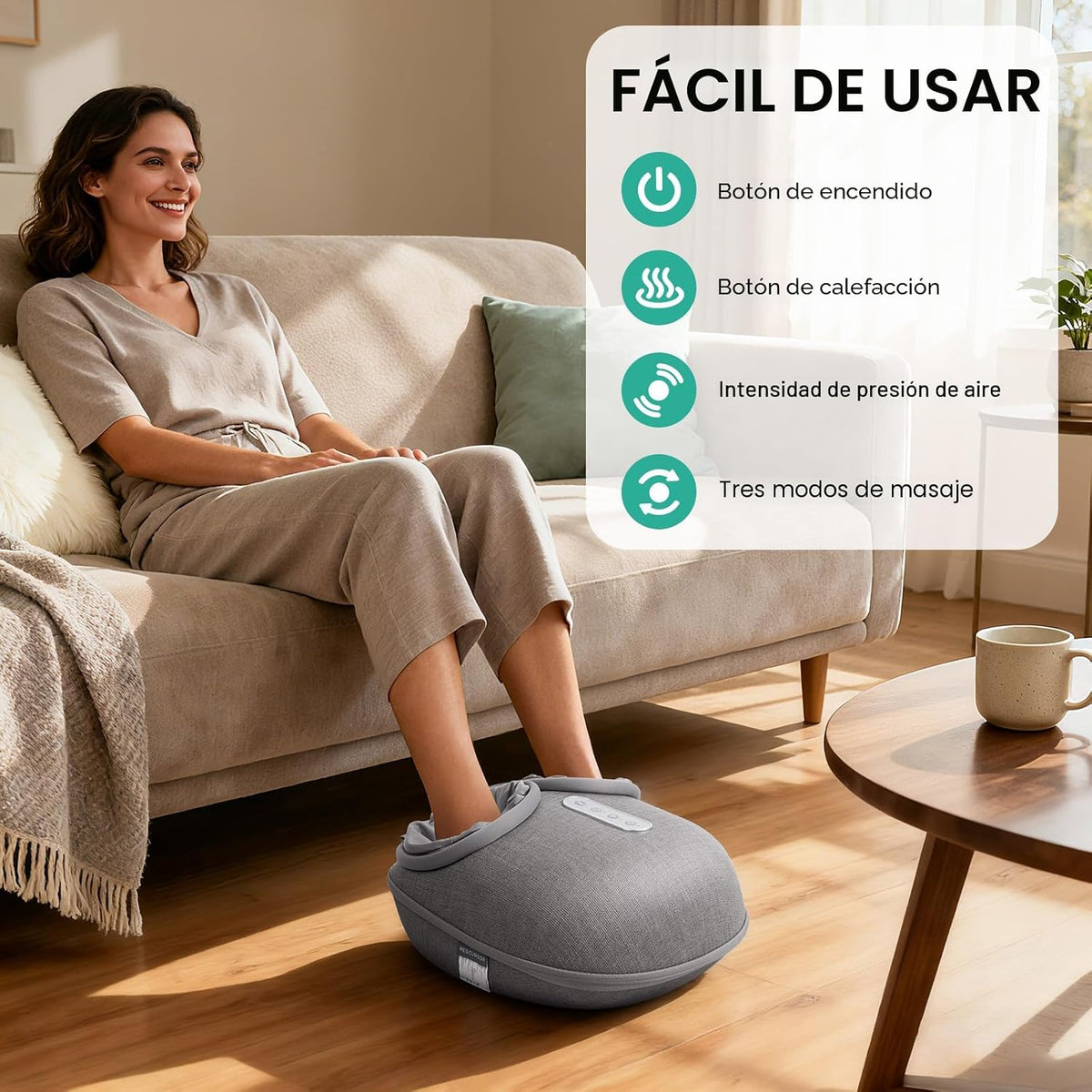 Medcursor - Aparato masajeador de pies con calor, amasado profundo...