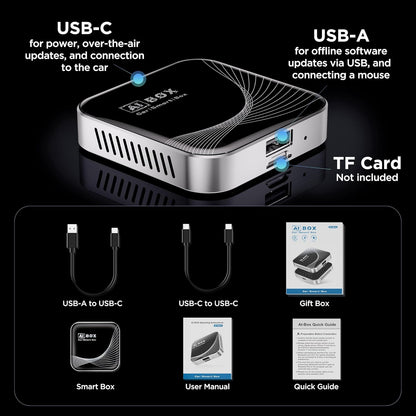 Adaptador Inalámbrico CarPlay y Android Auto 3 en 1, Plug & Play, Configuración Fácil, Compatible con Netflix, YouTube, Tarjeta TF y Más para Automóviles con CarPlay/Android Auto Cableado