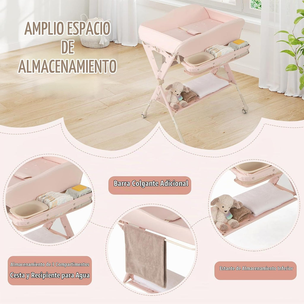 BABY JOY Cambiador portátil para bebé, estación de cambio de pañale...