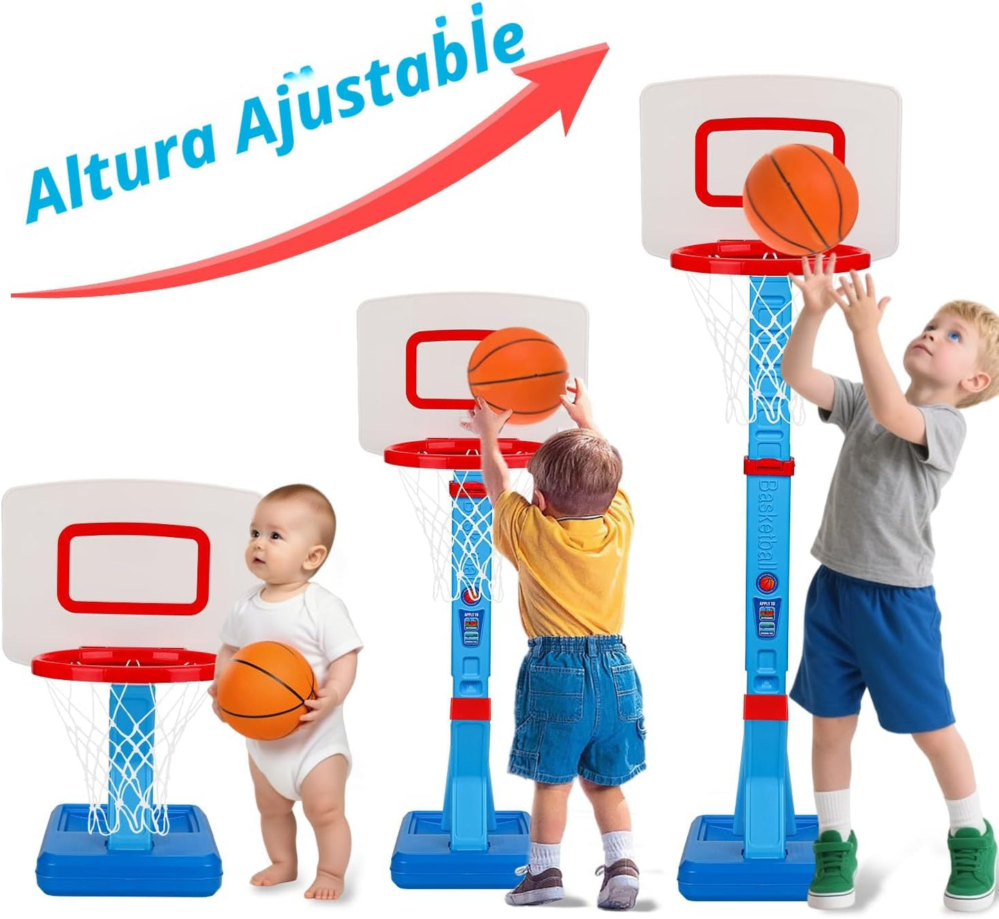 Aro de baloncesto para niños pequeños, mini, ajustable, para interi...