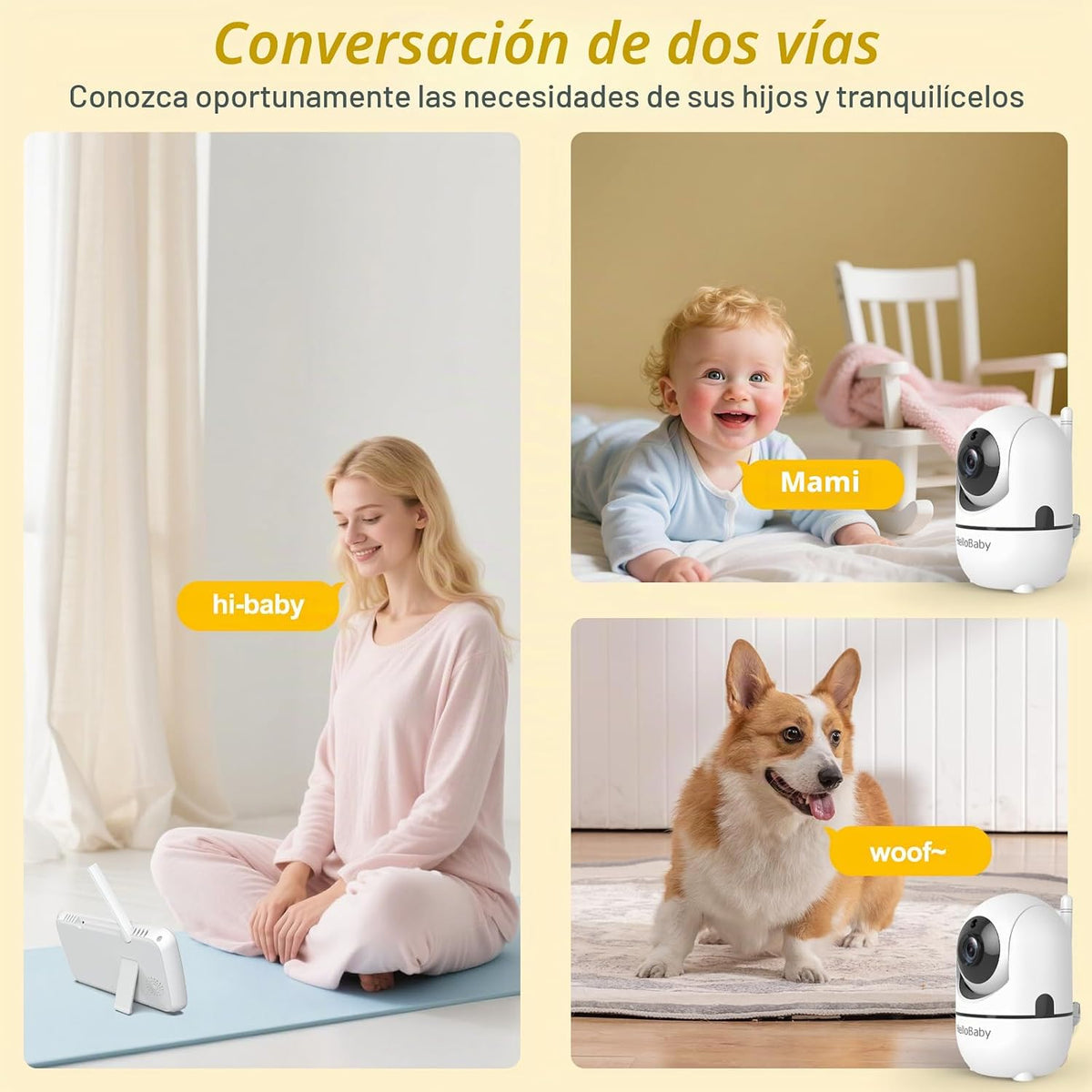 HelloBaby Pantalla dividida de 6 "sin monitor de bebé WiFi 2 cá...