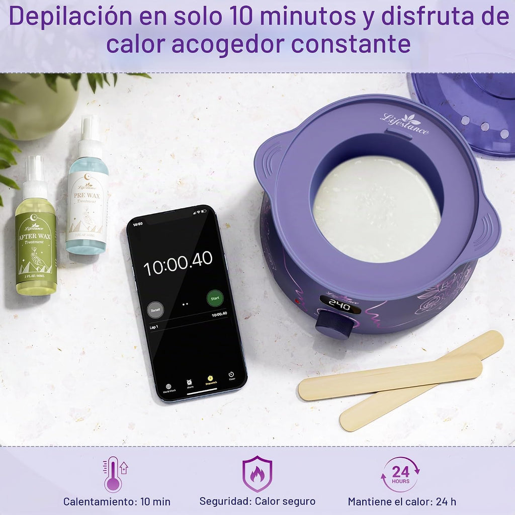 Lifestance Kit de depilación para mujeres y hombres - Calentador di...