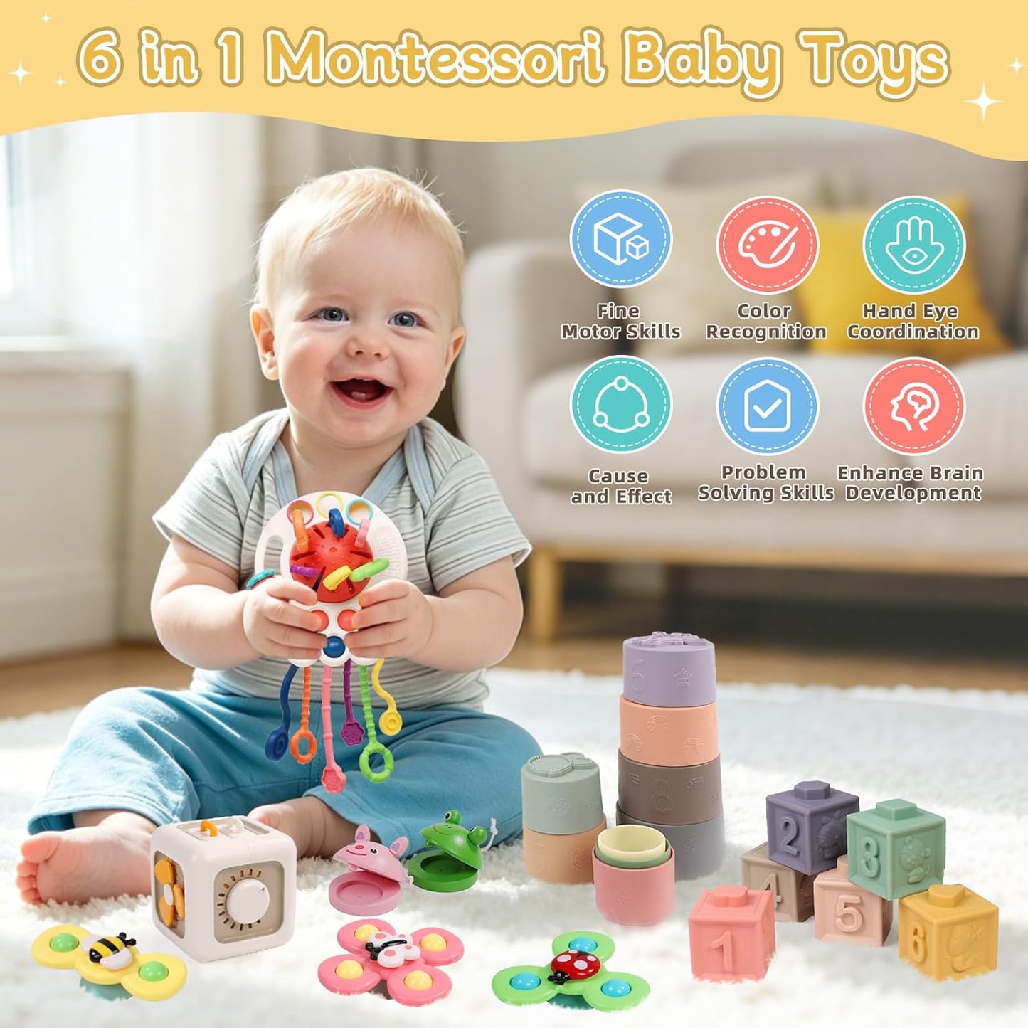 MTTIERY Juguetes para bebés de 6 a 12 meses, juguetes Montessori 6...