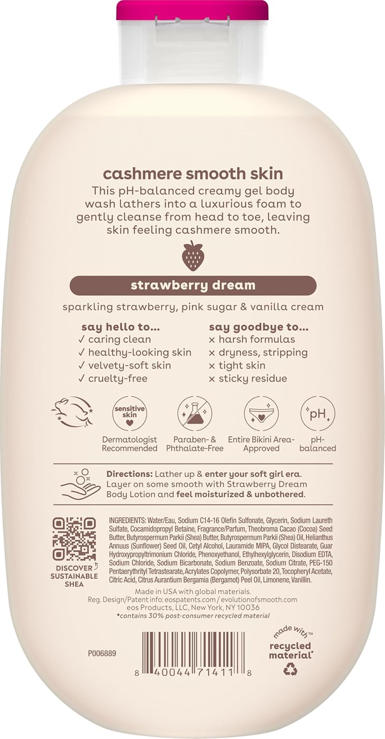 eos Gel de baño de cachemira \u2013 Strawberry Dreams, gel hidratan...