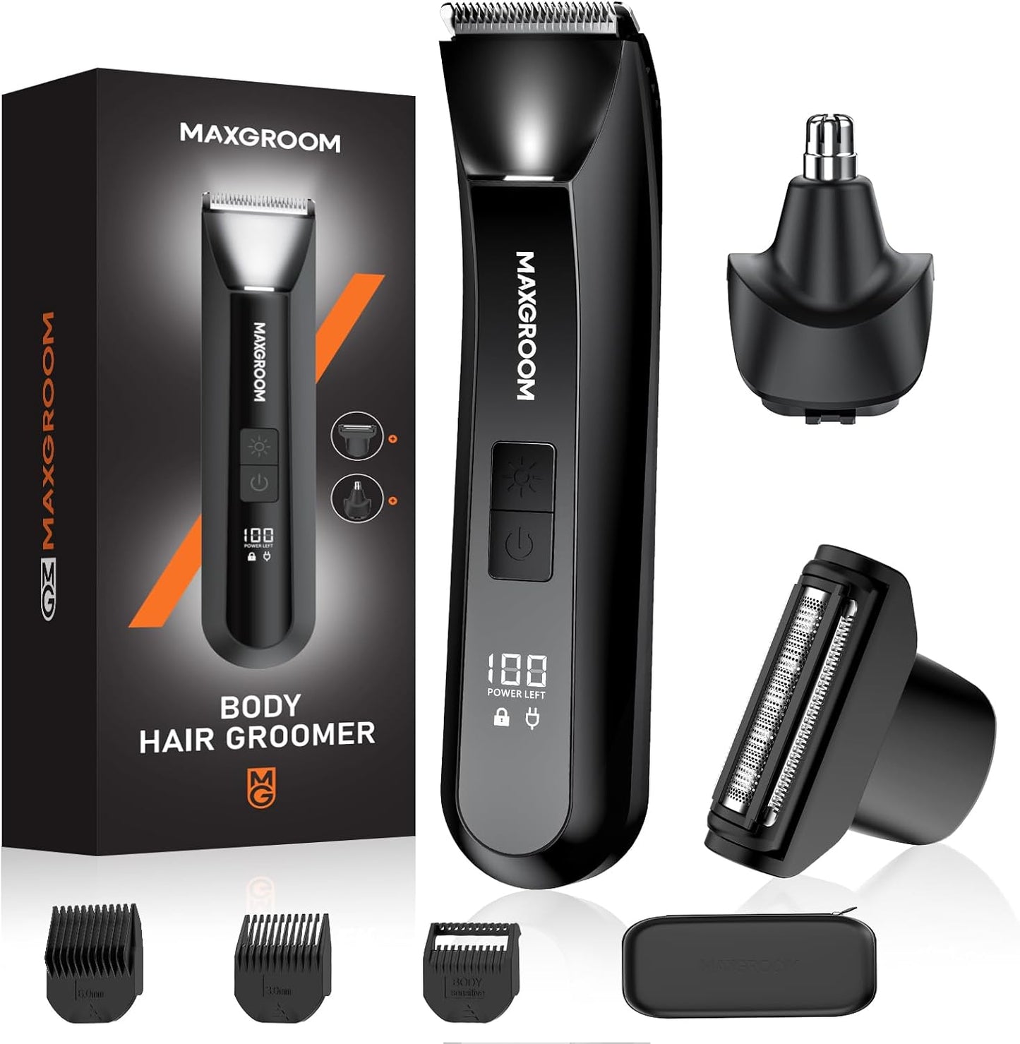 MAXGROOM Manscape - Recortadora de pelo corporal y púbico 3 en 1 pa...