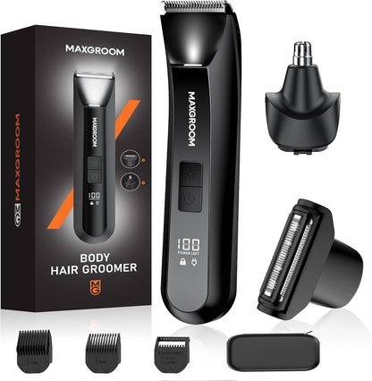 MAXGROOM Manscape - Recortadora de pelo corporal y púbico 3 en 1 pa...