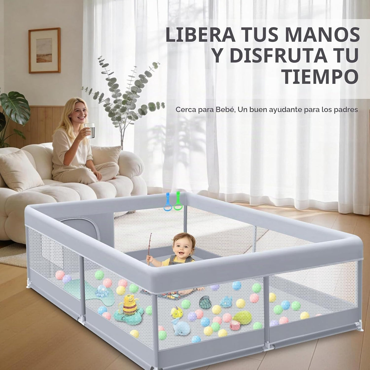 XVISHX Corralito para bebés de 50 x 50 pulgadas, corralito para beb...
