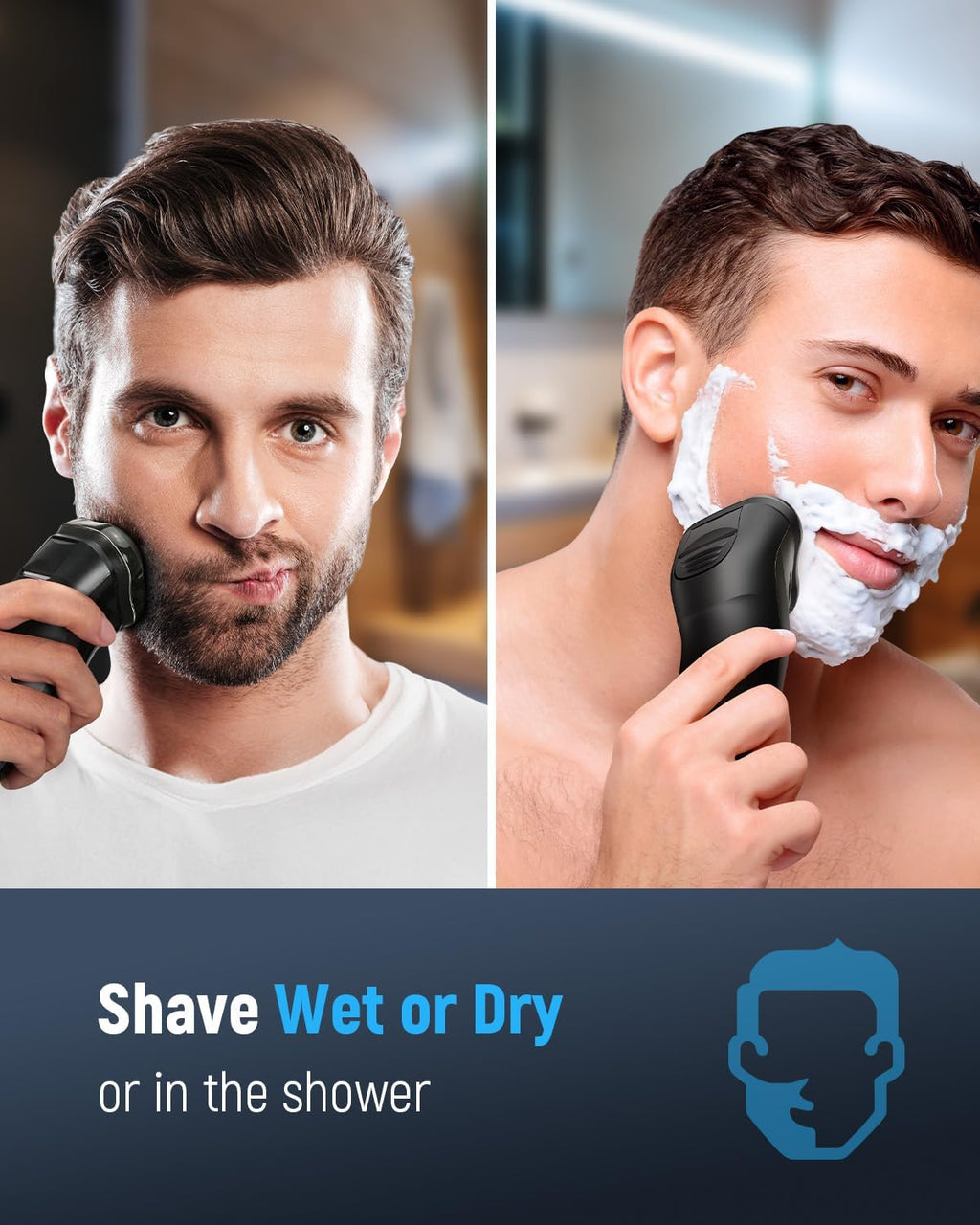 Maquinilla de afeitar eléctrica para hombres impermeable: Afeitador...