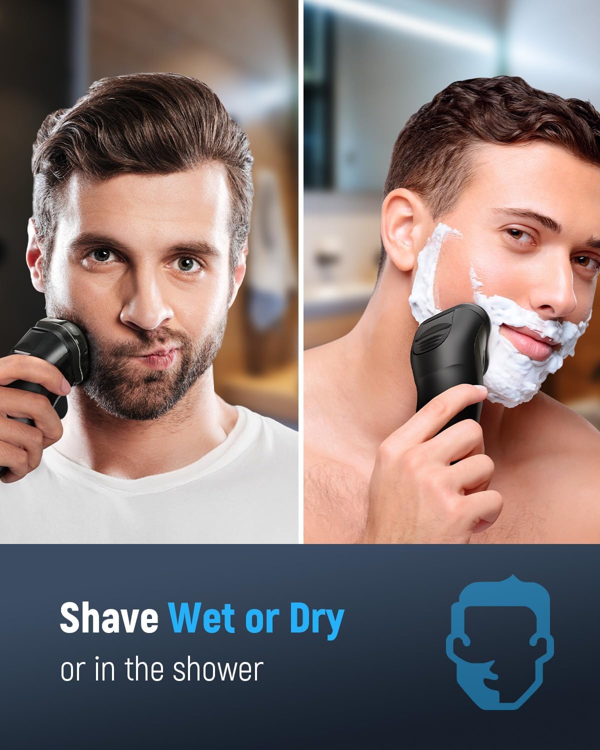 Maquinilla de afeitar eléctrica para hombres impermeable: Afeitador...