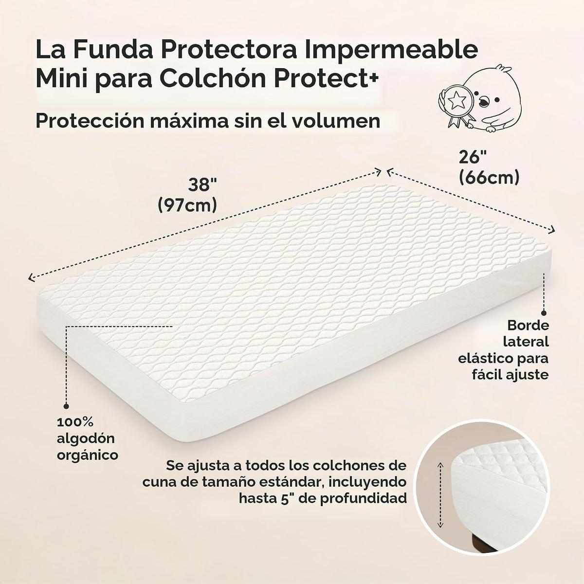 Paquete de 2 protectores de colchón impermeables para cuna de 38 x...