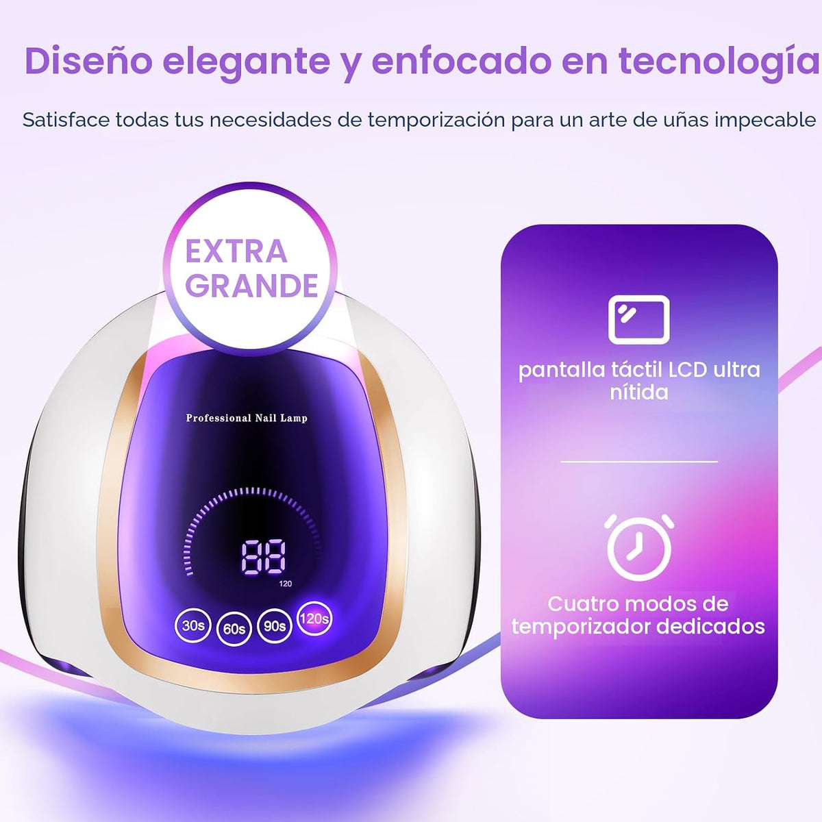 Lámpara de uñas UV, secador de uñas LED de 180 W para esmalte de ge...