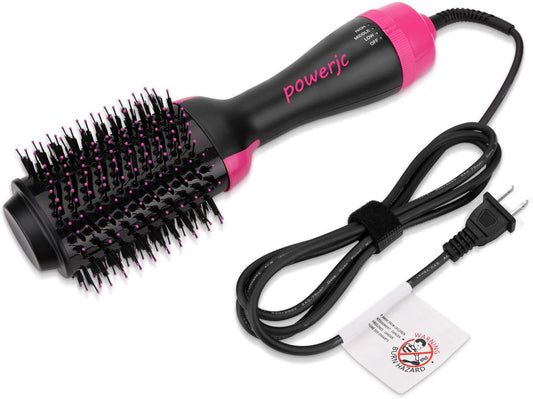 Cepillo de aire caliente, secador de pelo de un solo paso, alisador, rizador, peinado rápido para todo tipo de cabello con 2 velocidades más ajuste fresco Powerjc