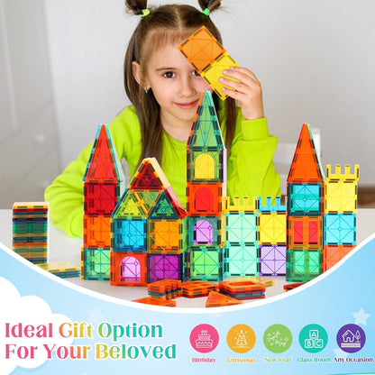 OugerToy - Ladrillos magnéticos educativos para niños, 64 piezas bl...
