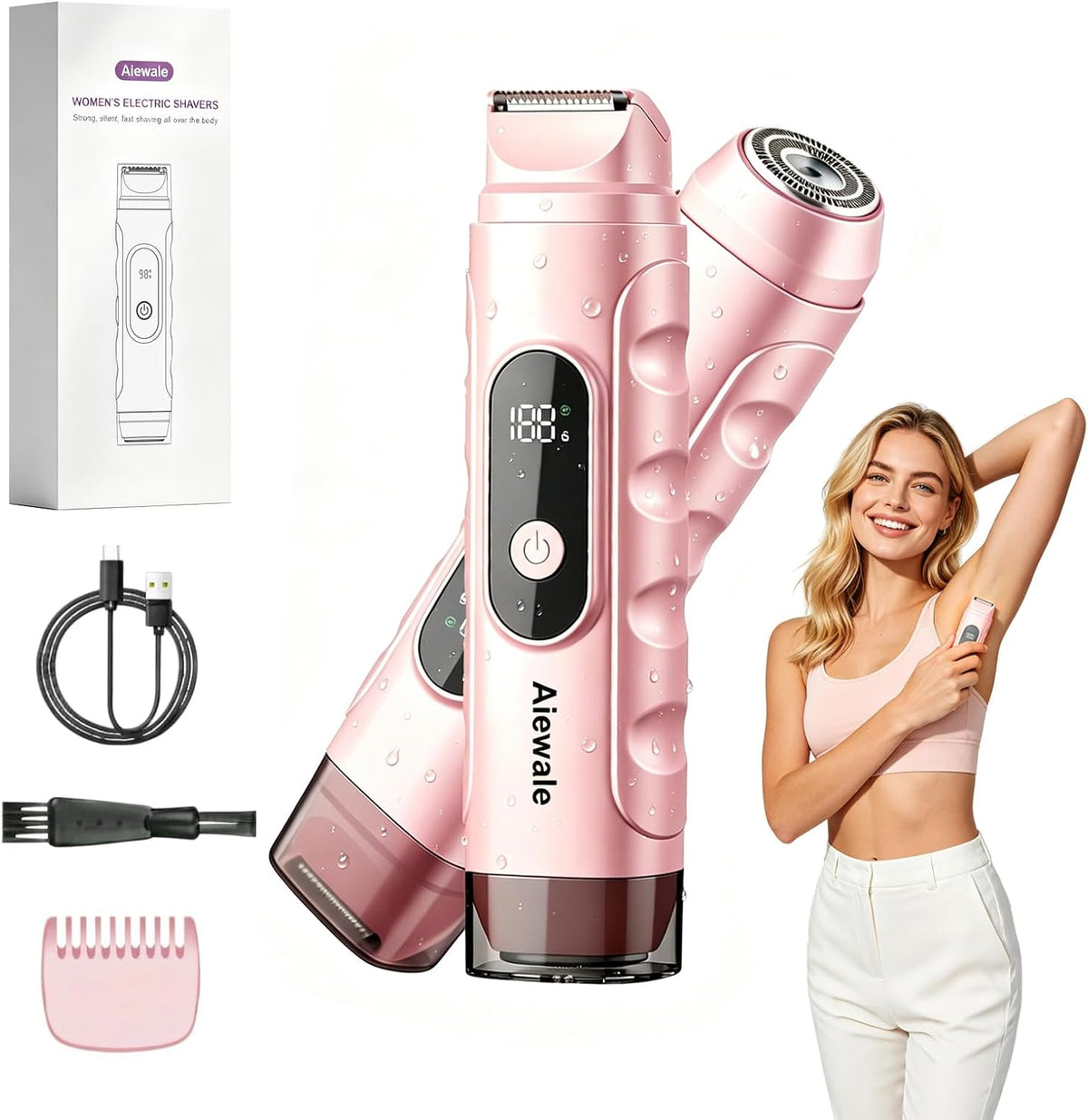 Recortadora de bikini para mujer 2 en 1 de doble cabeza, maquinilla...