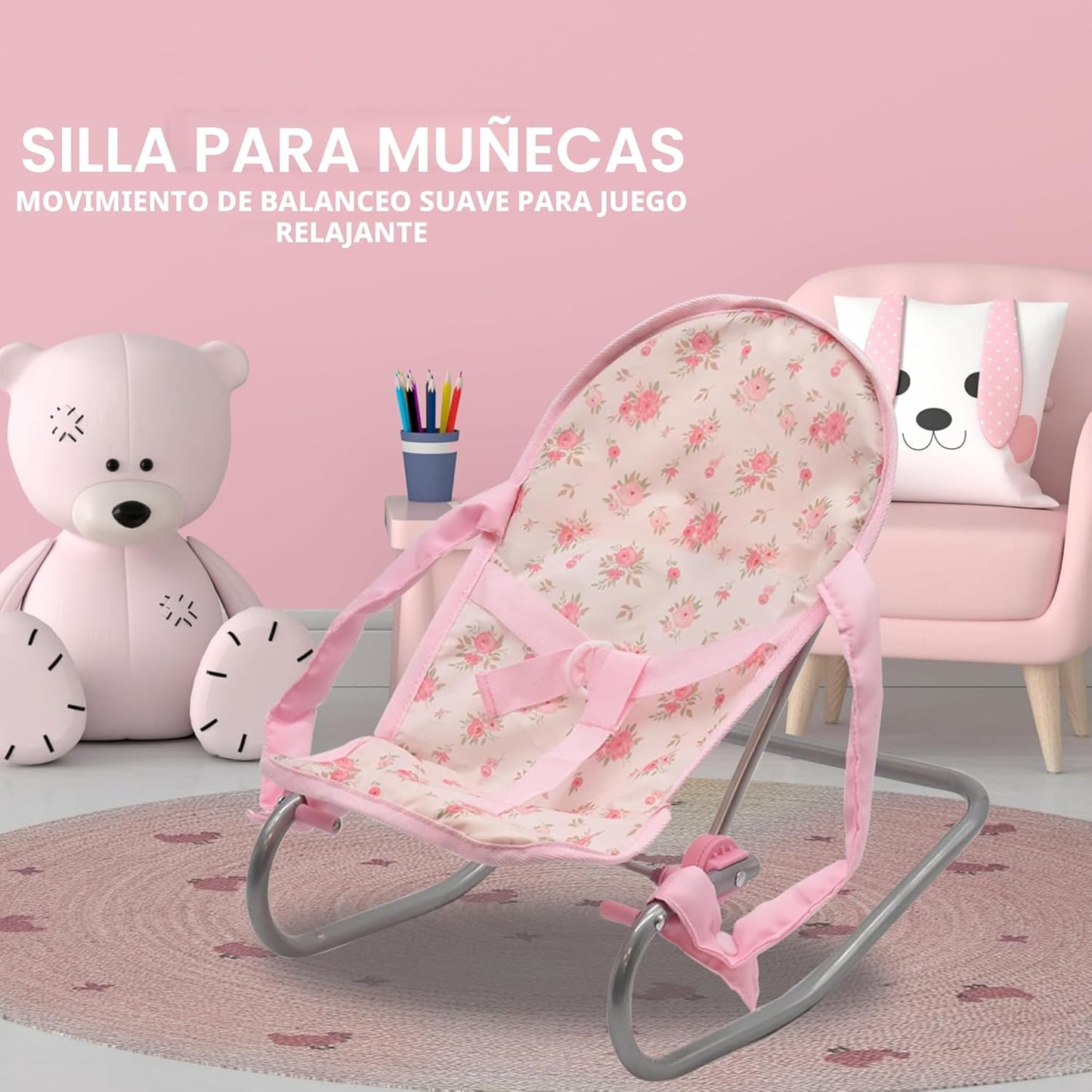 Juego de cochecito para muñeca bebé y asiento para guardería, juego...
