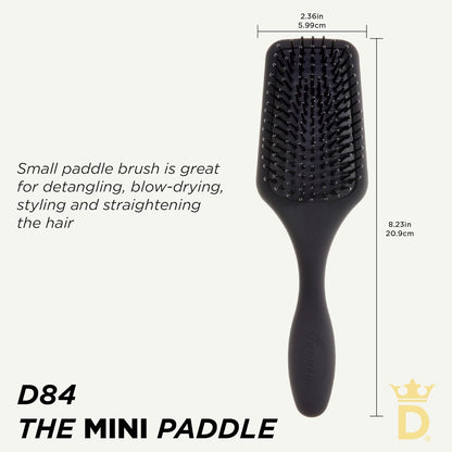 Denman Mini cepillo de pelo con cojín de paleta para secar con soplado, desenredar y viajar sobre la marcha, estilo cómodo, alisado y alisado, para mujeres y hombres, D84
