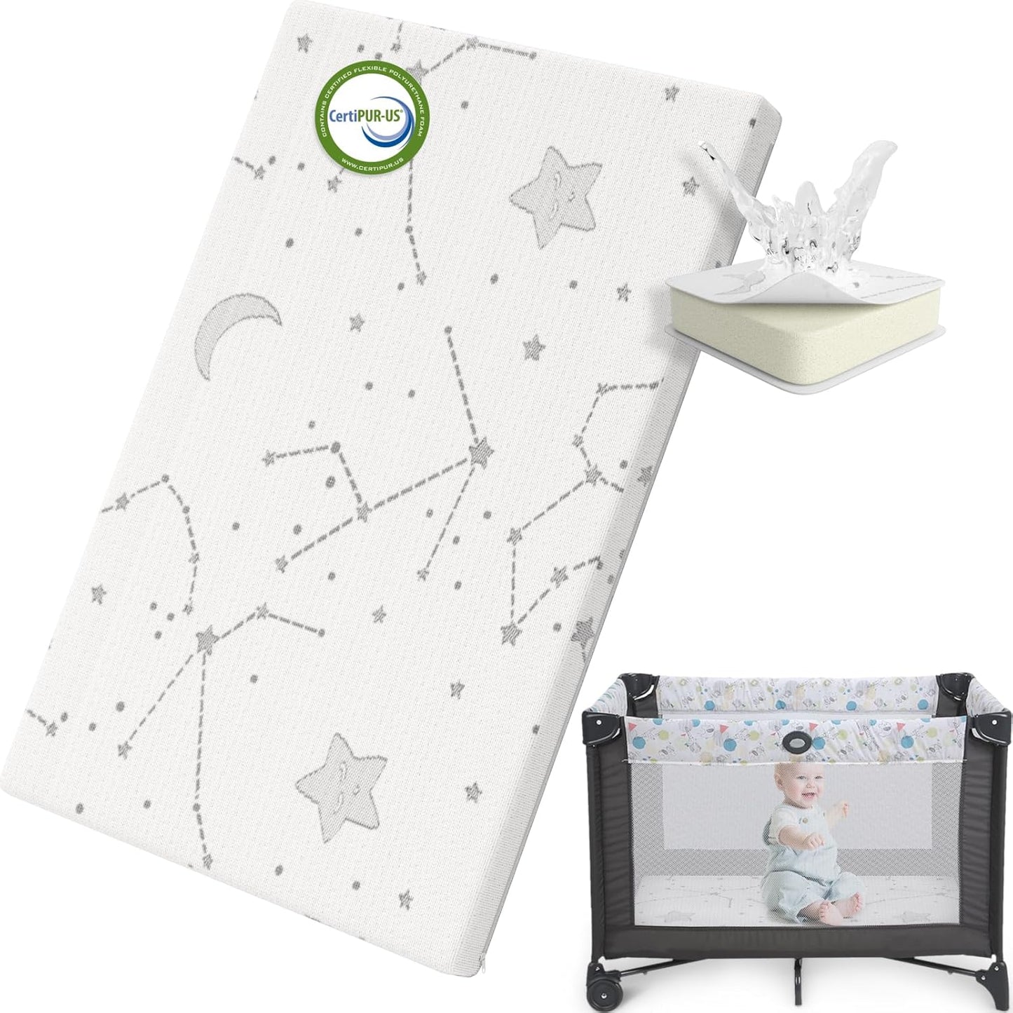 YENING Pack and Play - Cubrecolchón Baby Pack N Play Colchones para...