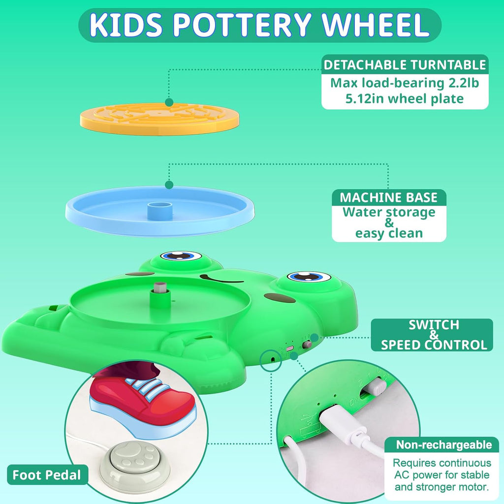 Rueda de alfarería para niños - Kit completo de pintura de cerámica...