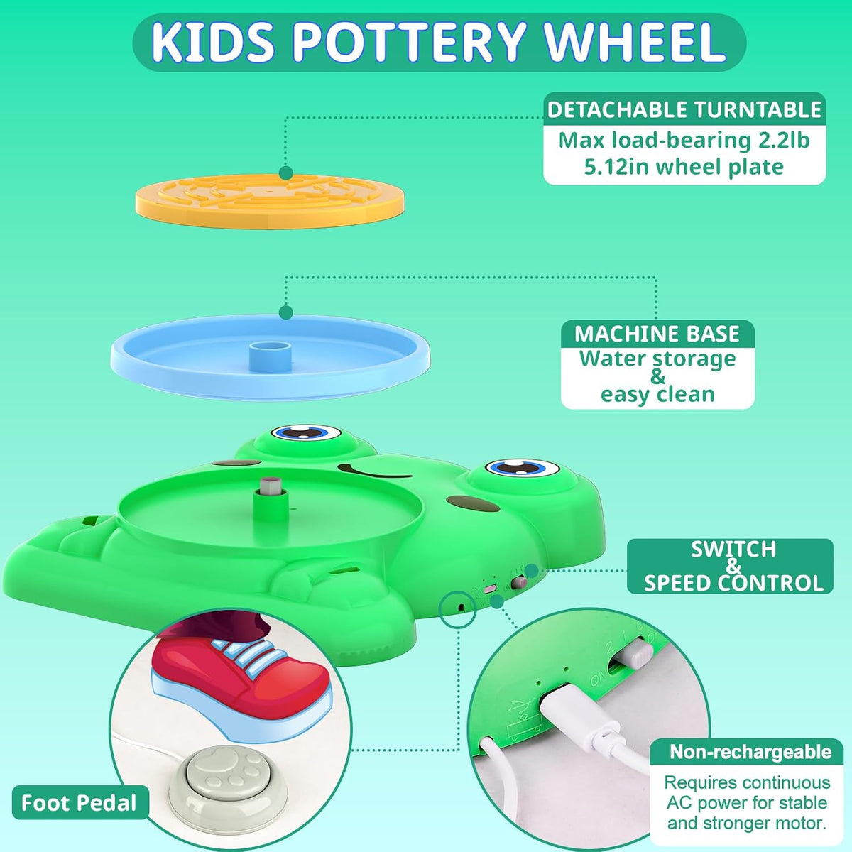 Rueda de alfarería para niños - Kit completo de pintura de cerámica...