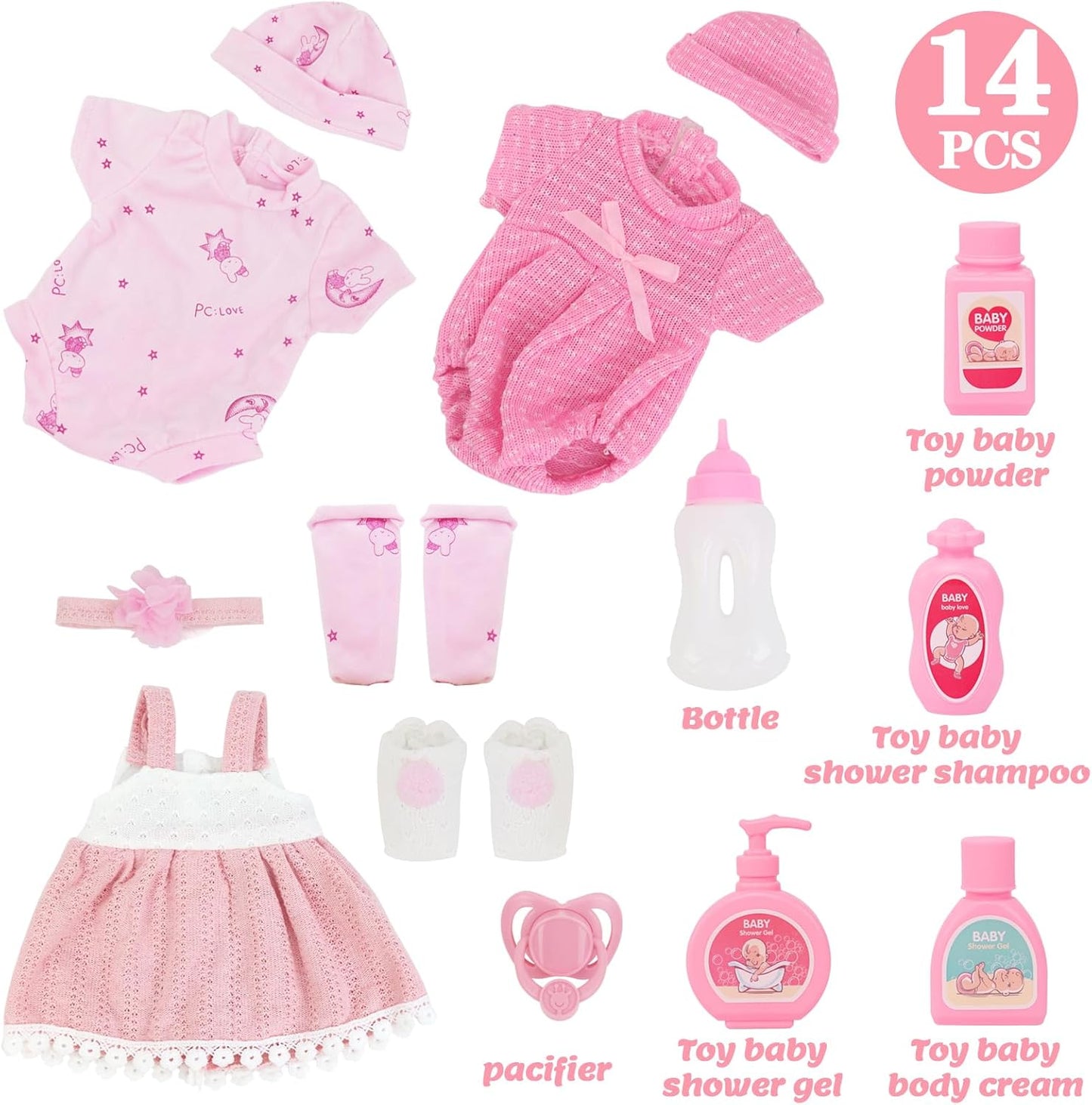 UNICORN ELEMENT Muñeca de bebé de 14 pulgadas con juego de accesori...