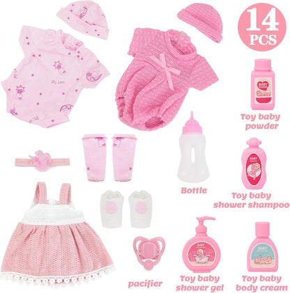 UNICORN ELEMENT Muñeca de bebé de 14 pulgadas con juego de accesori...