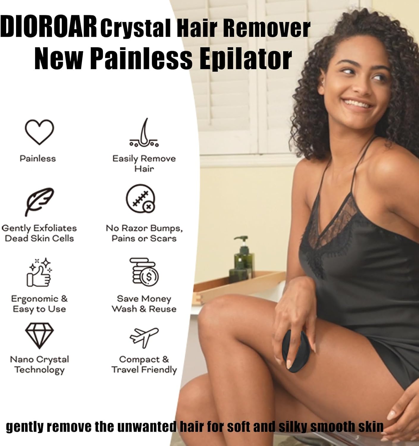 DIOROAR Borrador de pelo de cristal, eliminador de pelo de cristal,...