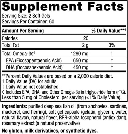 Nordic Naturals Ultimate Omega, sabor a limón, 120 cápsulas blandas...