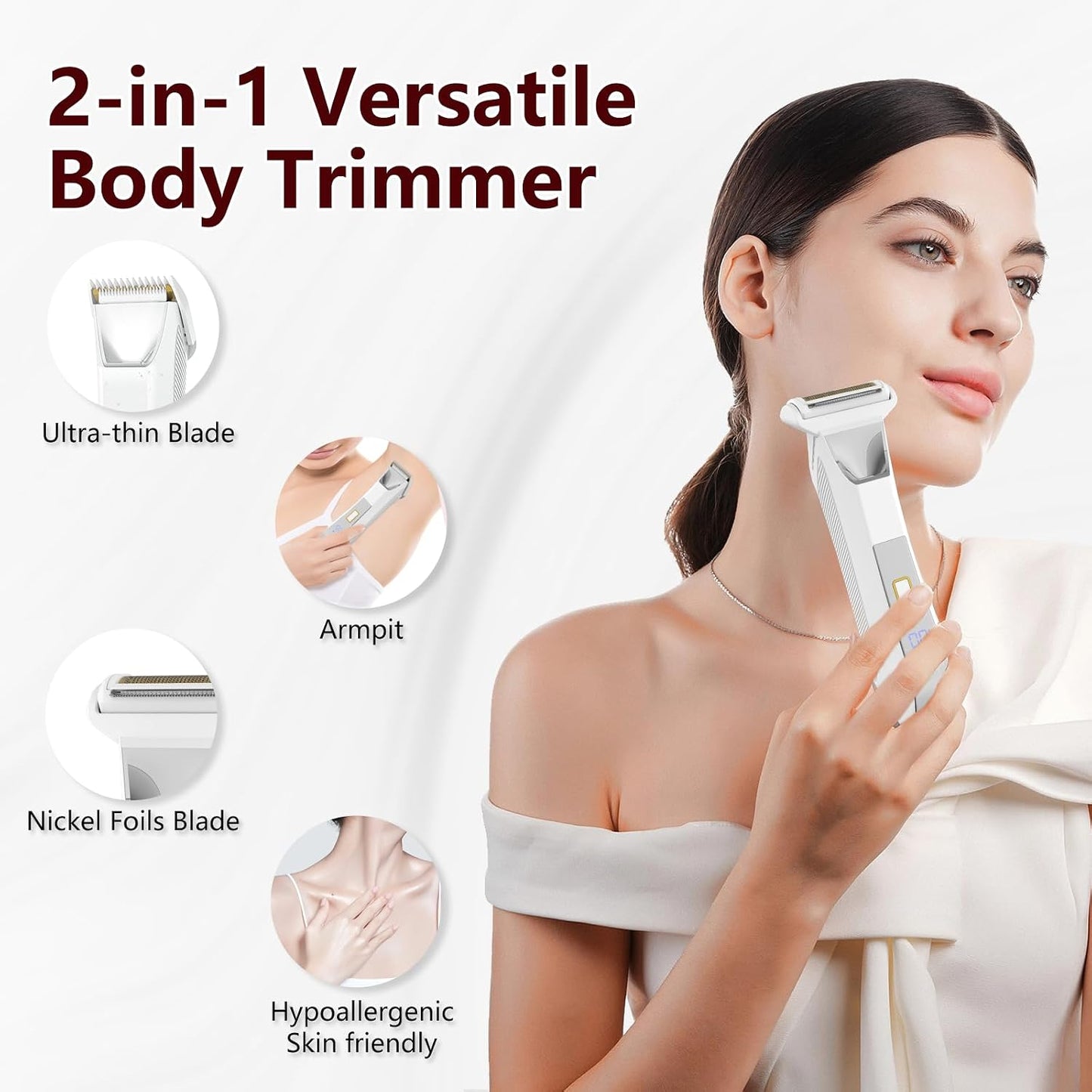 Trimmer eléctrico de bikini 2 en 1 para mujer, afeitadora de doble...