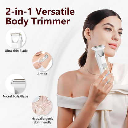 Trimmer eléctrico de bikini 2 en 1 para mujer, afeitadora de doble...