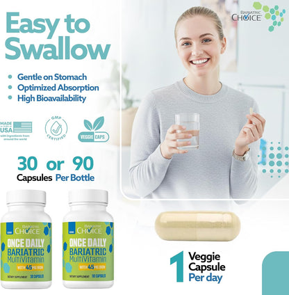 Bariatric Choice Multivitamínico bariátrico una vez al día con 45 m...