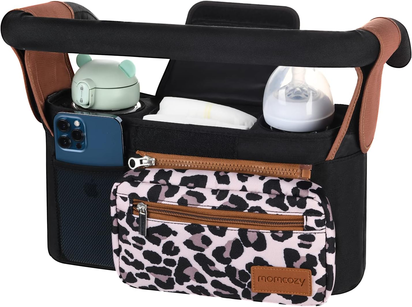 Momcozy: organizador universal de cochecito con soporte para tazas...