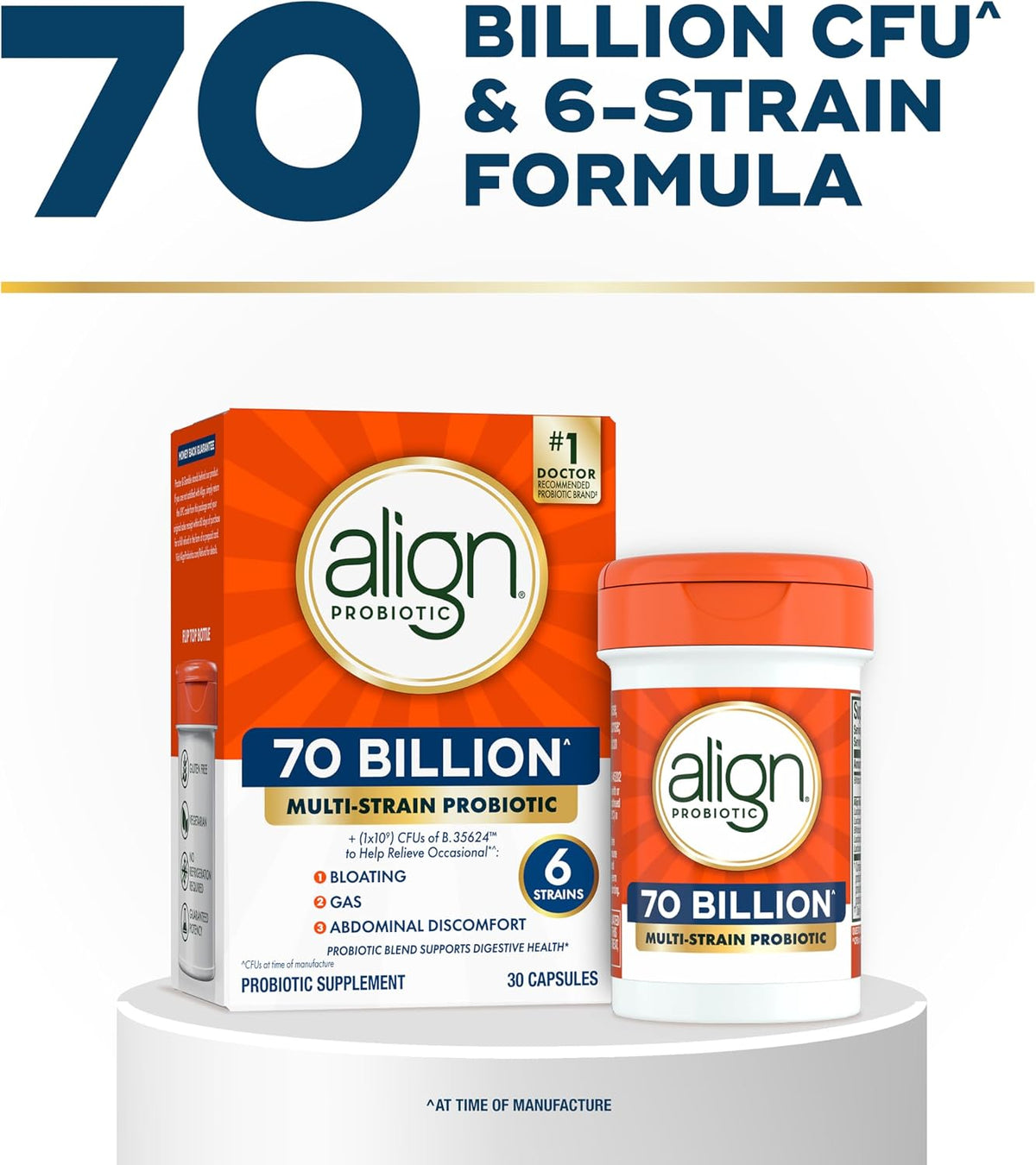 Align Probióticos, 70 mil millones de UFC, mezcla de 6 cepas, probi...